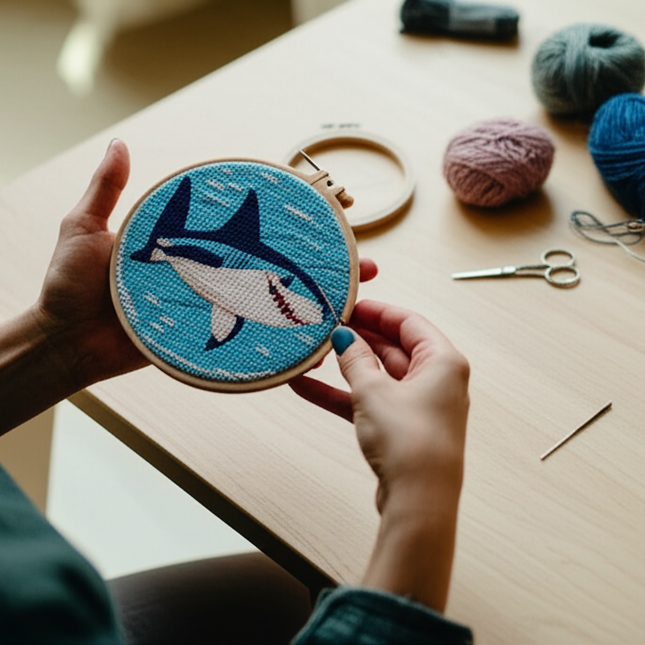 CHENISTORY Diy Punch Needle Embroidery Starter Kits For Beginner Cartoon Cute Animals Poking Embroidery Yarn Painting Arts - gallery 1