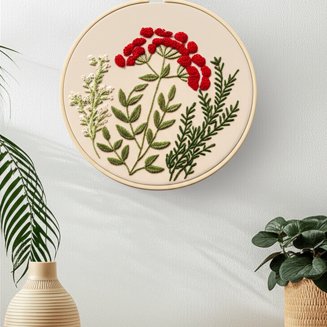 DIY Embroidery Material Kit Floral Pattern Printed Simple Cross Stitch Punch Needle Set Handwork Needlework Craft Painting Decor - gallery 2