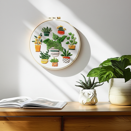 Summer Plant Garden Embroidery Kit with EN Instructions,Thread, Stamped Cloth,Needle for DIY Room Decor - gallery 2