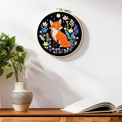 Cute Cartoon Fox Embroidery Kit with Instruction Needle Thread Stapmed Cloth For Room Decor DIY Crafter Gift - gallery 2