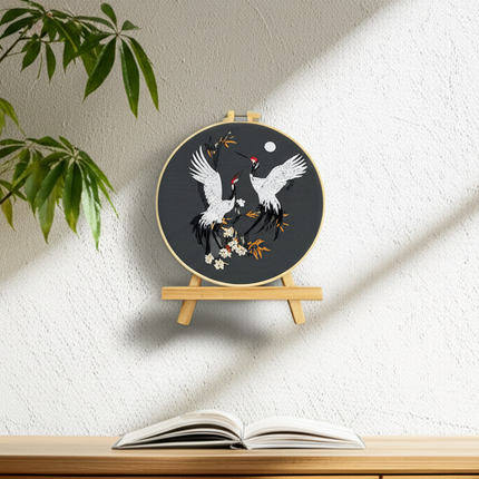 Flying Crane Flowers Pattern Embroidery Kit with Instructions Needles Thread Stamped Clothes for Room Decor - gallery 2