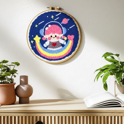 GATYZTORY punch embroidery needle set Cute astronaut crafts supplies adults punch needle package embroidery and creativity Knit - gallery 2