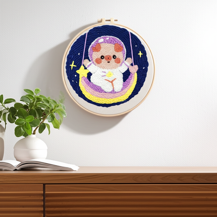 GATYZTORY punch embroidery needle set Cute astronaut crafts supplies adults punch needle package embroidery and creativity Knit - gallery 2