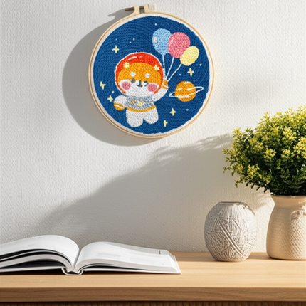 GATYZTORY punch embroidery needle set Cute astronaut crafts supplies adults punch needle package embroidery and creativity Knit - gallery 2