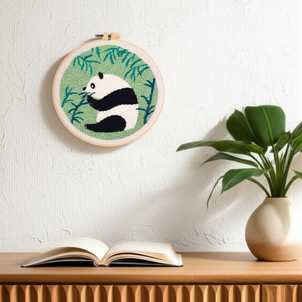 Cute Panda Bamboo Punch Needle Rug Punch Kit with Pattern Clothes, Needle,Threader for Crafter DIY Kit Room Decor - gallery 2