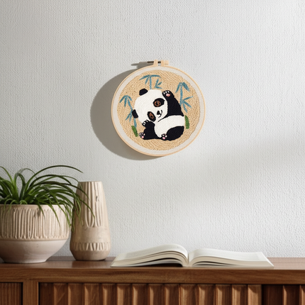 Cute Panda Bamboo Punch Needle Rug Punch Kit with Pattern Clothes, Needle,Threader for Crafter DIY Kit Room Decor - gallery 2