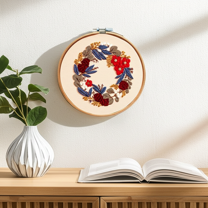 Wreath Embroidery Kit for Adult Cross Stitch Kits for Hand with Flower Patterns and Instructions DIY with Threads and Needles - gallery 2