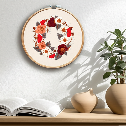 Wreath Embroidery Kit for Adult Cross Stitch Kits for Hand with Flower Patterns and Instructions DIY with Threads and Needles - gallery 2