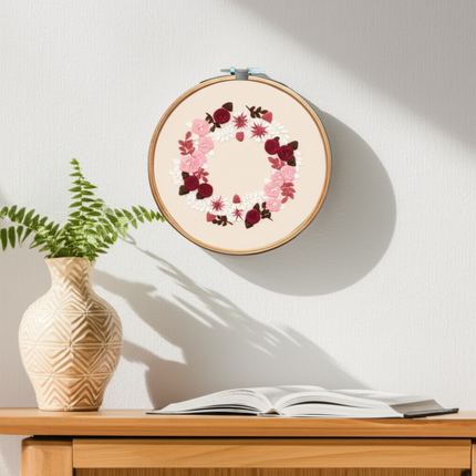 Wreath Embroidery Kit for Adult Cross Stitch Kits for Hand with Flower Patterns and Instructions DIY with Threads and Needles - gallery 2