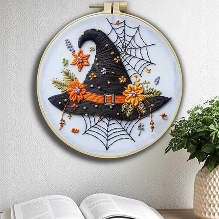 Halloween-themed pattern hand-embroidery DIY set material package, the set includes needles, threads, embroidery strips, and an - gallery 2