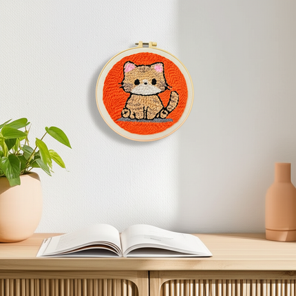 Cute Cat Punch Needle Starter Kits Soft Yarn Punch Needle Embroidery Kit Easy Embroidery Needlework Wool Work Home Decor - gallery 2