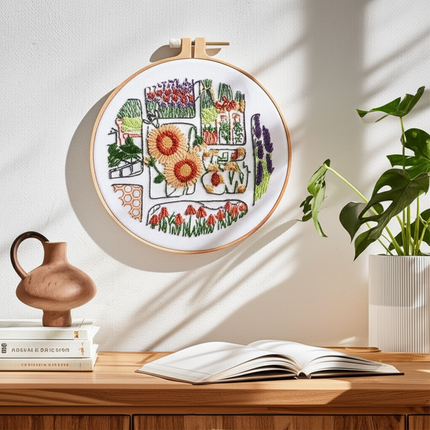 1pc DIY Embroidery Supplies Tree Bird Plant Flower Full Set Hoop Needle Arts And Craft Landscape Scenery Handmade Gift - gallery 2