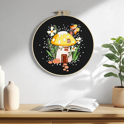 Mushroom Embroidery Kit for Beginners Pumpkin Cross Stitch Set DIY Adult Hand Needlepoint Set with Mushroom Pattern Needles - gallery 2