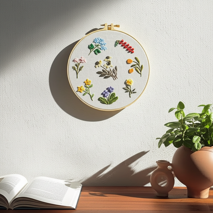 Simple Flower for Teenager Embroidery Kit with Thread, CN EN Instruction,Stamped Cloth,Needles DIY Gift for Student - gallery 2
