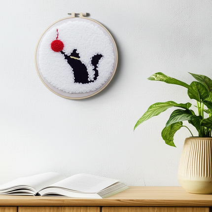 Cute Cat Punch Needle Starter Kits Soft Yarn Punch Needle Embroidery Kit Easy Embroidery Needlework Wool Work Home Decor - gallery 2
