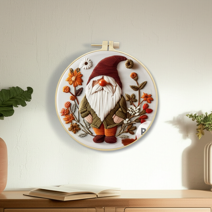 Christmas Gnome Halloween Embroidery Kit for DIY Cross Stitch Embroidery kit with Needle, Thread, Stamped Cloth - gallery 2