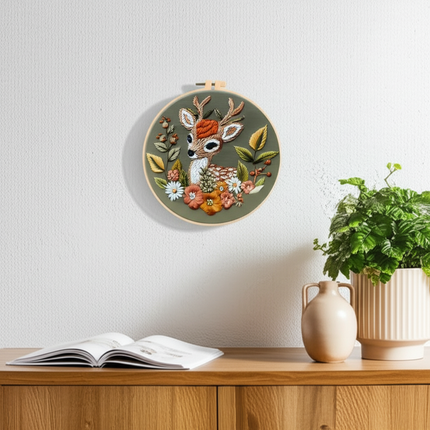Cute Animal Handmade Embroidery Kit with Pattern Cotton Threads Needles Hoop Handmade Sewing Art Craft Kit for Mom Grandma - gallery 2