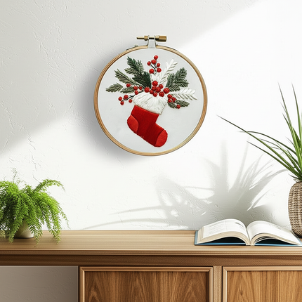 Christmas Cross Stitch Embroidery Kit Includes Embroidery Hoop Embroidery Cloth Threads DIY Embroidery Kit for Beginners Adults - gallery 2