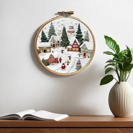 Christmas Cross Stitch Embroidery Kit Includes Embroidery Hoop Embroidery Cloth Threads DIY Embroidery Kit for Beginners Adults - gallery 2