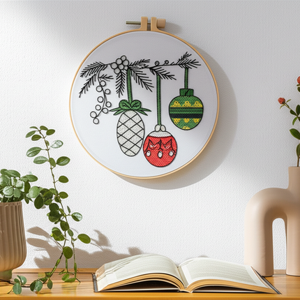 Christmas Embroidery Kit with Pattern and Instructions for Beginners with Embroidery Hoop Color Threads and Needles - gallery 2
