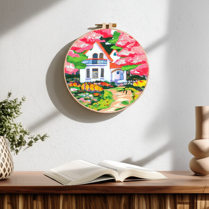 Landscape Stamped Cross Stitch Embroidery Kits with Hoop Cloth Color Thread - gallery 2