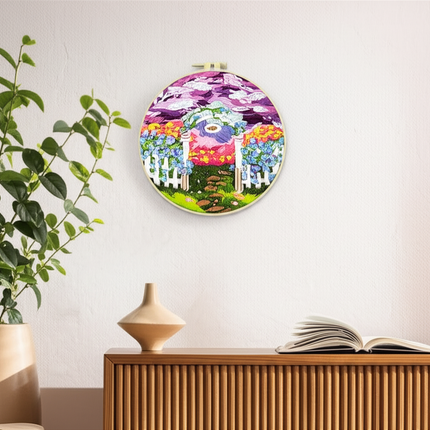 Landscape Stamped Cross Stitch Embroidery Kits with Hoop Cloth Color Thread - gallery 2