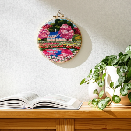 Landscape Stamped Cross Stitch Embroidery Kits with Hoop Cloth Color Thread - gallery 2