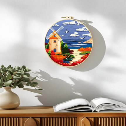 Landscape Stamped Cross Stitch Embroidery Kits with Hoop Cloth Color Thread - gallery 2