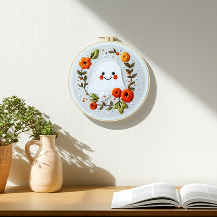 Halloween Stamped Cross Stitch Embroidery Kits with Hoop Cloth Color Thread - gallery 2