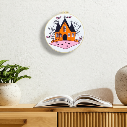 Halloween Stamped Cross Stitch Embroidery Kits with Hoop Cloth Color Thread - gallery 2