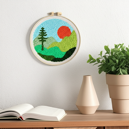 Landscape Pattern Punch Needle Embroidery Kit for Beginners Kids DIY Needlework Wool Work Decorative Paintings Home Decor - gallery 2