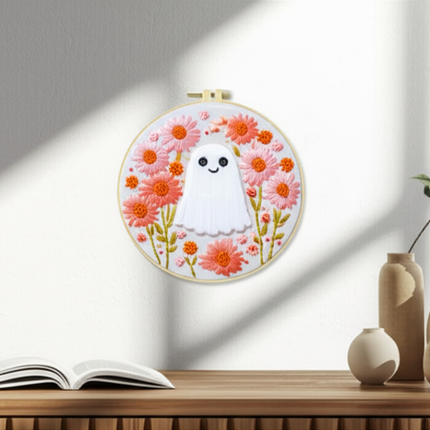 Halloween Stamped Cross Stitch Embroidery Kits with Hoop Cloth Color Thread - gallery 2