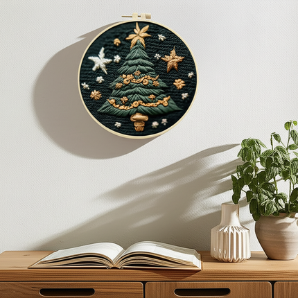 Christmas Tree Stamped Cross Stitch Embroidery Kits with Hoop Cloth Color Thread - gallery 2