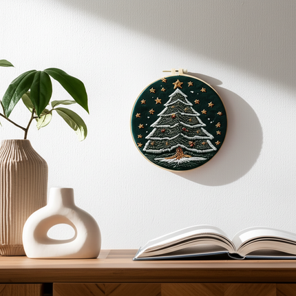 Christmas Tree Stamped Cross Stitch Embroidery Kits with Hoop Cloth Color Thread - gallery 2