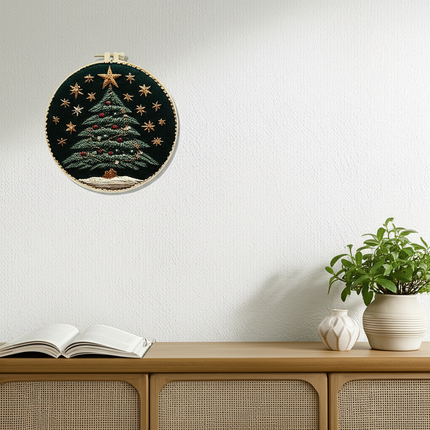 Christmas Tree Stamped Cross Stitch Embroidery Kits with Hoop Cloth Color Thread - gallery 2