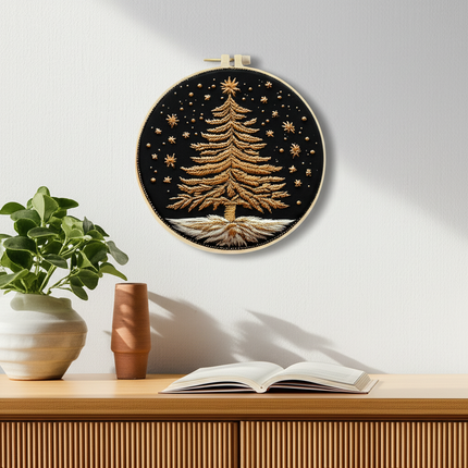 Christmas Tree Stamped Cross Stitch Embroidery Kits with Hoop Cloth Color Thread - gallery 2