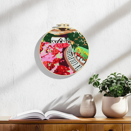Flowers Stamped Cross Stitch Embroidery Kits with Hoop Cloth Color Thread - gallery 2