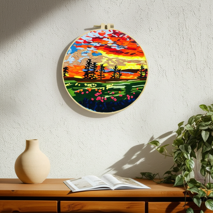 Flowers Stamped Cross Stitch Embroidery Kits with Hoop Cloth Color Thread - gallery 2