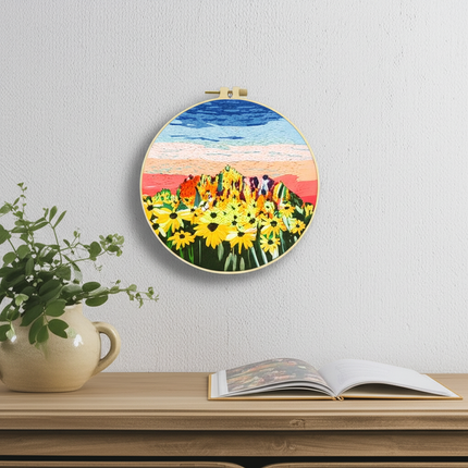 Flowers Stamped Cross Stitch Embroidery Kits with Hoop Cloth Color Thread - gallery 2