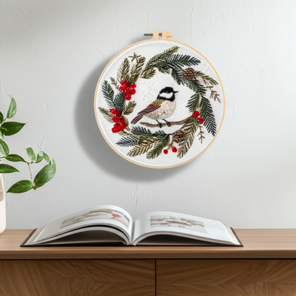 Merry Christmas Needlework Embroidery Kit with Pattern Cotton Threads Needles Hoop Handmade Sewing Art Craft Kit for Adults - gallery 2