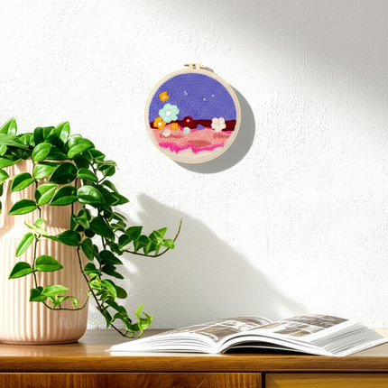 Landscape Pattern Punch Needle Embroidery Kit for Beginners Kids DIY Needlework Wool Work Decorative Paintings Home Decor - gallery 2