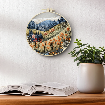 Embroidery Kit with Scenery Pattern Mountain and Moon Landscape for Skilled DIY Embroidery Adults Perfect Handmade Gift - gallery 2