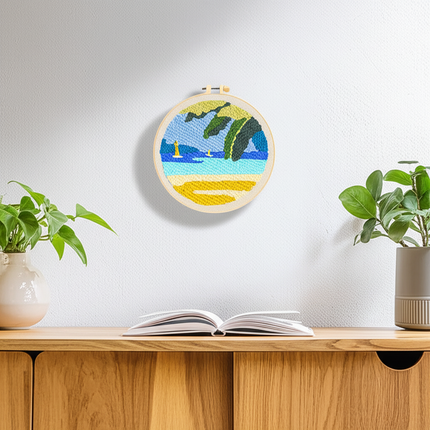 Landscape Pattern Punch Needle Embroidery Kit for Beginners Kids DIY Needlework Wool Work Decorative Paintings Home Decor - gallery 2