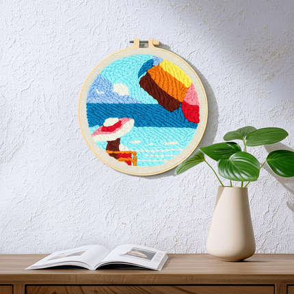 Landscape Pattern Punch Needle Embroidery Kit for Beginners Kids DIY Needlework Wool Work Decorative Paintings Home Decor - gallery 2