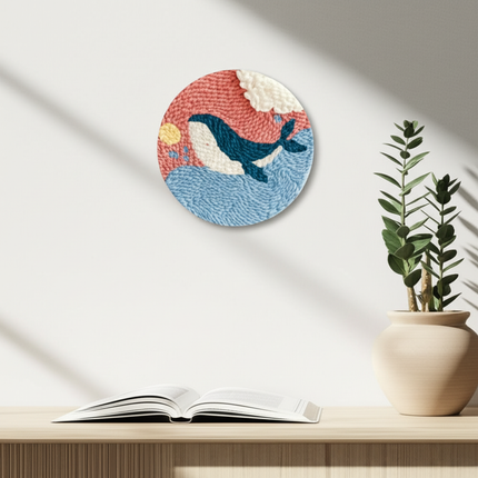 Cartoon Unicorn Dolphin Embroidery Patterns Punch Needle Kits Soft Yarn Needlework DIY Craft Kit - gallery 2