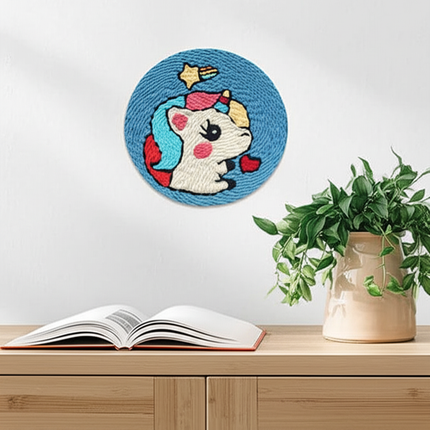 Cartoon Unicorn Dolphin Embroidery Patterns Punch Needle Kits Soft Yarn Needlework DIY Craft Kit - gallery 2