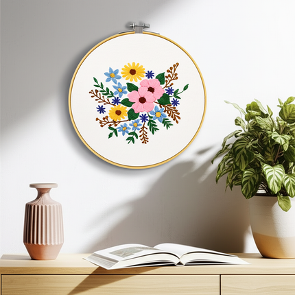 1PCS Embroidery Kit  Punch Needle Kit Simple Embroidery Kit Professional Flowers Pattern DIY Handmade Craft Set Cross Stitch - gallery 2