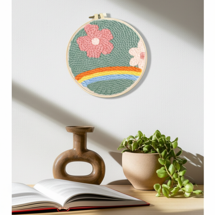 DIY Embroidery Kits For Beginner Craft Punch Needle Set Rug for Starter Kits with Stamped Sunflower Pattern Fabric Yarn Hoop - gallery 2
