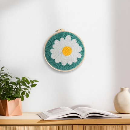 DIY Embroidery Kits For Beginner Craft Punch Needle Set Rug for Starter Kits with Stamped Sunflower Pattern Fabric Yarn Hoop - gallery 2