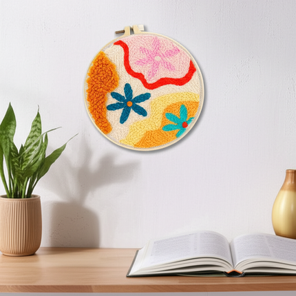 DIY Embroidery Kits For Beginner Craft Punch Needle Set Rug for Starter Kits with Stamped Sunflower Pattern Fabric Yarn Hoop - gallery 2